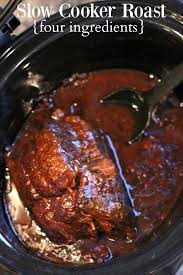 Carol's slow cooker bbq beef (crockpot, barbeque, slowcooker, crock pot)sparkrecipes. Four Ingredient Slow Cooker Roast Slow Cooker Roast Crockpot Roast Pot Roast Slow Cooker
