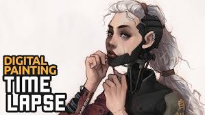 Painting a cyberpunk robot girl