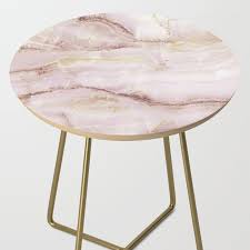 Pink Marble Side Table By Victimarte Gold Round In 2020 Marble Side Tables Marble Top Side Table Marble Interior