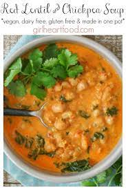 Curried Red Lentil Soup With Chickpeas And Kale Recipe Soup Recipes Lentil Recipes Healthy Soup Recipes