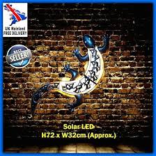 Gecko Lizard Ornament Solar Light Led Metal Wall Art Sculpt Outdoor Garden Decor Sculptures Ornament G Metal Wall Art Ornament Decor Outdoor Garden Decor