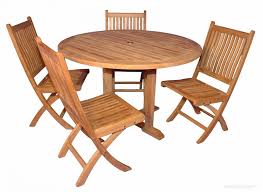 Dining table sets are a fast way to make a dining room look perfectly pulled together. Teak Outdoor Dining Set Round Teak Table 48 And 4 Folding Chairs