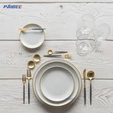 Browse our great prices & discounts on the best dinnerware sets. Paibee Table Plate Sets Tableware Wedding Ceramic Gold Rim Wedding Dinner Plate Bone China China Dinnerware And Dinner Plate Price