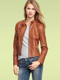 Leather Moto Jacket In Cognac I Would Wear This With Just About Everything Leather Jacket Jackets Outerwear Women