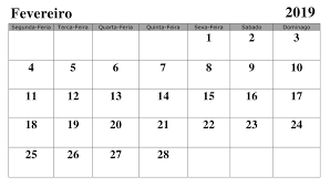 Calendario Fevereiro Excel 2019 2019 Calendar Calendar Periodic Table