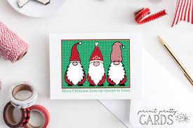 Guess what, they are moose figures in a nativity scene, we have already deviated off the reality portion of a standard scene. Free Printable Gnome Christmas Cards Print Pretty Cards