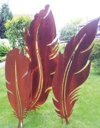 Gartendekoration Rost Feder 1 Gartendekoration Schrottplatzkunst Rost Deko Garten