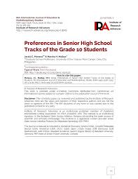 Pdf Preferences In Senior High School Tracks Of The Grade 10 Students