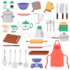 Kitchen tools and equipment background. Big Set Of Kitchen Utensils And Stock Vector Colourbox