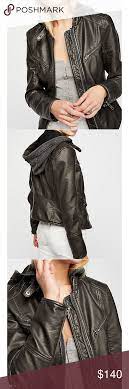 Nwt Free People Monroe Hooded Jacket Vegan Leather Jacket Fashion Vegan Leather