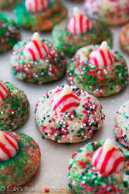 I make sugar cookies with a peppermint / candy cane. Candy Cane Kiss Cookies Sally S Baking Addiction