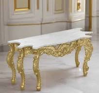 Onyx Marble Top Console - White / Gold - Marble