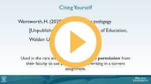 What is the proper use of et al? Citing Yourself Citations Academic Guides At Walden University