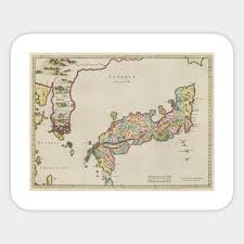 Meijishowa boutique photo agency for vintage photographs illustrations and maps of japan between the 1860s and 1930s meiji taisho early showa. Vintage Map Of Japan 1665 Japan Map Sticker Teepublic