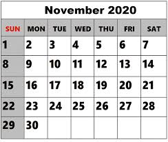 Blank November 2020 Calendar November 2020 Calendar 2020 In 2020 Free Printable Calendar Templates Free Calendar Template Calendar Template