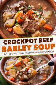 Crockpot Beef Barley Soup In 2020 Crockpot Soup Recipes Crockpot Beef Barley Soup Soup Recipes Slow Cooker