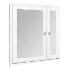 Recessed medicine cabinet showing of vanity mirror door doubles as two door and steel aluminum construction cabinets up instead of medicine. Glacier Bay 24 1 2 In W X 25 3 4 In H Framed Recessed Bi View Bathroom Medicine Cabinet In White B24 Wh R The Home Depot