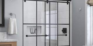 Sourcing guide for bathroom glass door: The Home Depot Sells Black Matte Gridded Glass Shower Doors