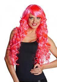 pruik lang haar neonroze dames pruiken lang haar mode kapsels