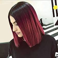 Amazon Com Aisi Hair Short Red Ombre Wigs For Black Women Burgundy Wigs Synthetic Straight 2 Tone Color Dar Girl Hair Colors Short Burgundy Hair Wine Red Hair