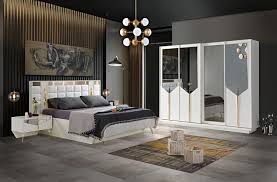 Schönes set *kaufempfehlung* schrank ist tiefer als sonst so. Edles Schlafzimmer Set Piramit 5 Teilig Weiss Gold Moebel Lux De