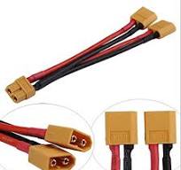 QWinOut XT60 Parallel Battery Connector Cable Extension Y Splitter for DIY RC Drone Multicopter Compatible for DJI Phantom Toy Quadcopter (1 pcs)