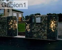 Garden Night Lighting With Gabions Backyard Fences