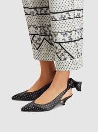 Black And White Polka Dot Shoes Heels Ganni Polka Dot Slingback Kitten Heels Suede Mules Luxury Shoes Shoes