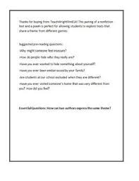 Paired Text Nonfiction And Poetry Paired Texts Reading Analysis Reading Discussion Questions