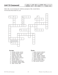 Crossword worksheet in physical fitness and pe. Unit 13 Crossword Education World