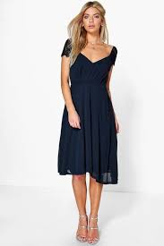 Chiffon Lace Midi Skater Bridesmaid Dress Boohoo Uk Skater Bridesmaids Dresses Latest Bridesmaid Dresses Navy Bridesmaid Dresses