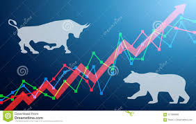 Bear And Bull On A Chart With Arrows Going Up Stock Market