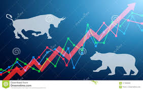 bear and bull on a chart with arrows going up stock market