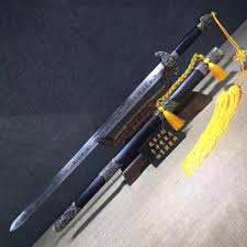 Dragon Tiger Sword High Carbon Steel Blade Black Wood Alloy High Carbon Steel Sword Design Black Wood