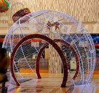 Large Christmas 3D Ball Motif Lights for Shopping Mall Decorations