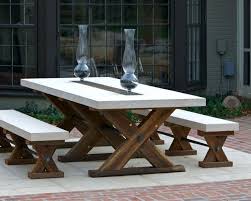 Adorable Wood Patio Furniture Ideas X Shape Brown Rustic Wood Table Leg White Concrete Table Top Wood Patio Furniture Wooden Patio Furniture Wood Patio Chairs