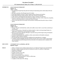 Lead Massage Therapist Resume Samples Velvet Jobs