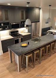 Teal, black, white and grey kitchen! Remodelaholic 40 Beautiful Kitchens With Gray Kitchen Cabinets