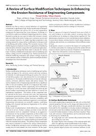 Pdf A Review Of Surface Modification Techniques In Enhancing The Erosion Resistance Of Engineering Components 1