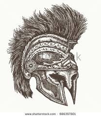 Ancient Spartan Helmet Hand Drawn Ancient Greek War Helmet Spartan Helmet Ancient Tattoo Warriors Illustration