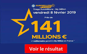 Les 5 numéros et les 2 étoiles qui sont sortis au tirage ce jeu de tirage prisé dans plusieurs pays européens chaque mardi et vendredi a déjà fait de nombreux heureux ! Fdj Resultat Euromillions My Million Tirage Du Vendredi 8 Fevrier 2019 En Ligne