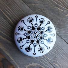 Black And White Mandala Rock Painting Black And White Mandala Stone Hand Painted Rock Meditation Dotted Mandal Hand Painted Rocks Mandala Painted Rocks Painted Rocks