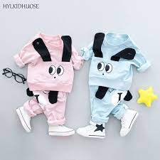 19 7us hylkidhuose bahar bebek kiz erkek giysileri takim elbise bebek pamuk takim elbise karikatur t gomlek pantolon cocuklar cocuk casual suits boys cloth twin baby clothes kids outfits boys designer clothes