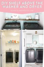The dryer is not stacked but on a shelf above the washer. Diy Shelf Above Washer And Dryer Abby Lawson
