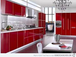 Cabinets with an open or glass face can be found in many farmhouse designs, but these chicken wire cabinets take the design choice to a whole new level. 15 Extremely Hot Red Kitchen Cabinets Home Design Lover Red Kitchen Cabinets Red Kitchen Decor Gloss Kitchen Cabinets