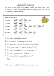 Tally Chart Favorite Names Worksheet For 2nd 3rd Grade