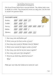 tally chart favorite names worksheet for 2nd 3rd grade