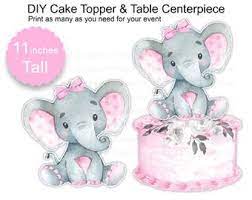 Baby Elephant Cake Topper Elephant Baby Shower Topper Girl Etsy Baby Shower Cakes Girl Baby Shower Elephants Girl Elephant Baby Shower Centerpieces