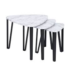 Je veux trouver une table basse design et de bonne qualité pas cher ici table basse gigogne blanc taupe. Table Basse Gigogne En Marbre Blanc Composite Kauwhata De Furniturer 3 Pieces 0500300014485 Rona