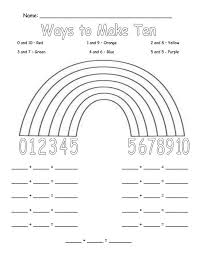 Check our hundreds of age appropriate math worksheets for learning number recognition and formation, counting, number order and comparison, basic addition and subtraction and many more. Ways To Make Ten Rainbow Worksheet Pdf First Grade Math Math Worksheets Math